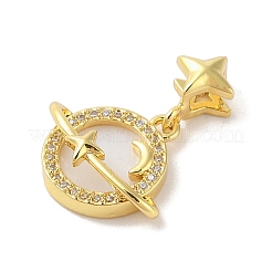 Покрытие стойки латунные прозрачные подвески из синтетических ракушек с кубическим цирконием&nbsp;KK-S380-13G