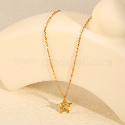 Collane con ciondolo a stella e cuore in acciaio inossidabile 304 bicolore per donna&nbsp;WG2BCC9-01