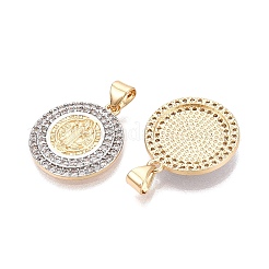Pendentifs religieux en laiton sertis de micro-pavés de zircone cubique transparente&nbsp;KK-N287-44GP-02