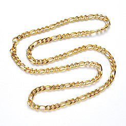 Цепочки-ожерелья Figaro из нержавеющей стали 304 с вакуумным покрытием pvd&nbsp;NJEW-S420-003B-G