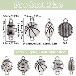 50 шт. 5 стиля тибетский стиль спортивный мяч сплав соединительные подвески&nbsp;TIBE-SC0001-95