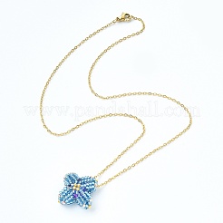 Collana con ciondolo a forma di seme di vetro a forma di stella&nbsp;NJEW-MZ00082-02