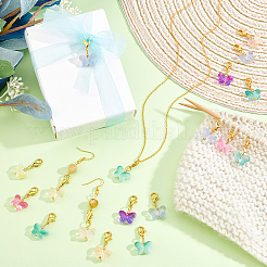 60 шт. 6-х цветные стеклянные подвесные украшения в виде бабочек&nbsp;HJEW-PH01944