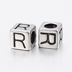 Perles européennes à gros trous en acier inoxydable 304&nbsp;LS-STAS-H428-01AS-R