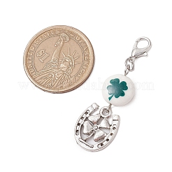 3 pendentif décoratif en jade blanc synthétique en forme de trèfle&nbsp;HJEW-JM02913