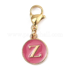 26 шт. 26 стиля плоская круглая подвеска с буквой a`z из сплава и эмали&nbsp;HJEW-JM02404
