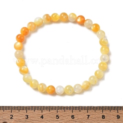 Braccialetti elasticizzati con perline rotonde di conchiglia gialla naturale da 6 mm&nbsp;SH-CBACA76-18B