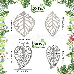 60 шт. 2 стиля железных листовых украшений&nbsp;AJEW-GF0012-11A