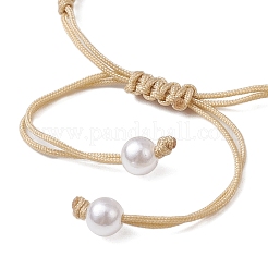Braccialetti di perline intrecciate con perle sintetiche in plastica ABS regolabili per donna&nbsp;BJEW-JB11871-02