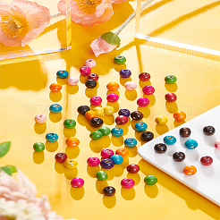 300 шт. 10-х цветные крашеные бусины из натурального дерева&nbsp;WOOD-LP0001-09