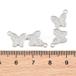 Breloques de connecteur en laiton micro pavé de zircone cubique transparente&nbsp;CU-CBA908F-04P-06
