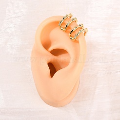 Двухслойные серьги-каффы в форме буквы С с микропаве из латуни и прозрачных кубических цирконий&nbsp;LS-EJEW-D328-05G-01