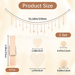 Настенная витрина для фотографий с гирляндой из деревянных бус&nbsp;AJEW-WH20011-54E