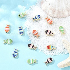 20 шт. эмалевые бусины из сплава светло-золотистого тона&nbsp;FIND-YW0010-21