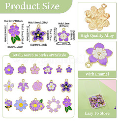 64pcs 16 styles de pendentifs en émail en alliage&nbsp;ENAM-TA0004-02