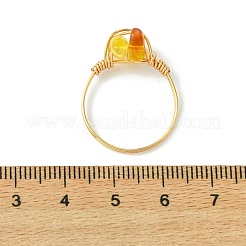 Fingerringe aus natürlichen Bernsteinperlen&nbsp;RJEW-JR01038