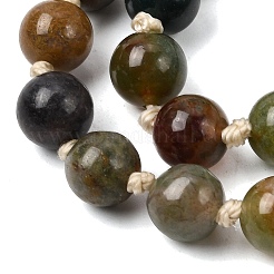 Collana di perline rotonde con preghiera mala in agata indiana naturale con nappa lunga e albero della vita in metallo&nbsp;FS-WG93CBE-01