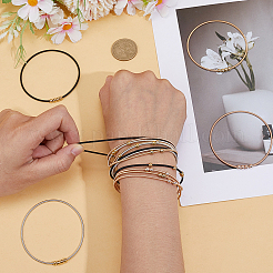 16шт 4 цвета нержавеющая сталь спутниковые цепи эластичный браслет для женщин&nbsp;BJEW-SP0001-17