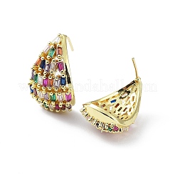 Серьги-гвоздики в виде капель из латуни с фианитом&nbsp;LS-EJEW-F329-02G