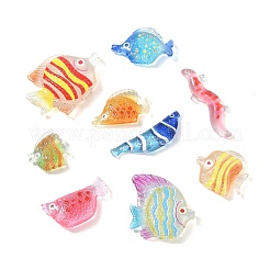 45 pz 9 stili di cabochon in resina trasparente a forma di pesce&nbsp;CRES-CJZ0009-01
