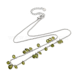 Collane a catena con palline piatte e a goccia in zirconia cubica in acciaio inossidabile 304 per donna&nbsp;NJEW-F328-11P-05