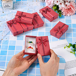 Schmuckgeschenkboxen aus Karton mit Tupfenmuster und Schleife&nbsp;LS-CON-TAC0001-10B