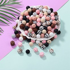 89 ensemble de perles en silicone imprimées à motifs colorés&nbsp;SIL-SZ0002-54B