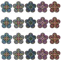 30шт 5 цвета подвески из натуральной липы с принтом&nbsp;WOOD-CJ0001-86