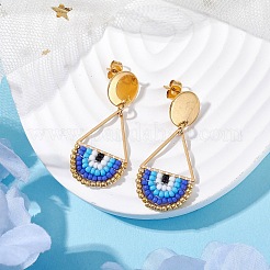 Boucles d'oreilles à tige en forme de larme et de perles de rocaille&nbsp;EJEW-MZ00251-01