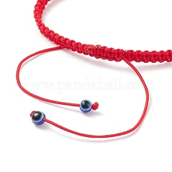 Malocchio in resina e braccialetto di perline intrecciate in lega&nbsp;BJEW-JB08494-06