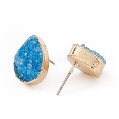 Orecchini a bottone in agata druzy naturale a goccia&nbsp;EJEW-L168-07