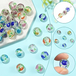 30 шт. 6-х цветные бусины ручной работы из фольги в технике лэмпворк&nbsp;FOIL-YW0001-04