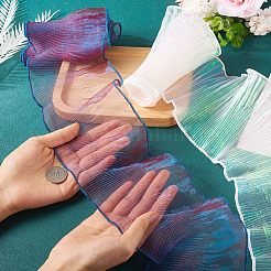 4 yard 2 colori nastro di pizzo plissettato in poliestere color sirena&nbsp;DIY-TA0012-01