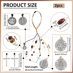 2 pièce 2 styles de décorations suspendues en cordon de polyester ciré religieux&nbsp;HJEW-FG00037