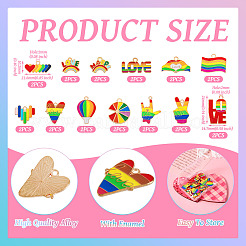 26 шт. 13 стиля радужных эмалевых подвесок из сплава гордости&nbsp;ENAM-TA0001-88