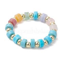 3 шт. дискообразная бусина с драгоценным камнем и латунные кольца на палец&nbsp;RJEW-JR00985-01