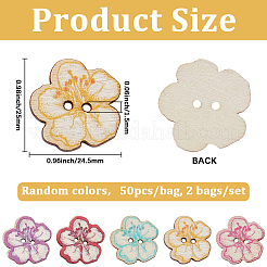 2 пакет деревянных пуговиц с принтом&nbsp;BUTT-GF0004-13