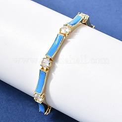 Латунные браслеты-цепочки с микропаве из прозрачных кубических цирконий для женщин&nbsp;BJEW-H639-04G