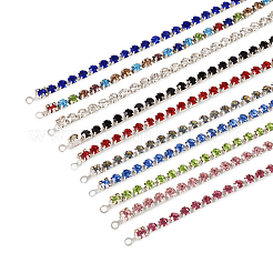 10 pezzo di braccialetti in ferro e ottone in 10 colori con strass di vetro&nbsp;AJEW-TA0001-29