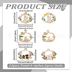 12 шт. 3 стиля 2 цвета эмалевые подвески в виде кошек и цветов&nbsp;ENAM-LP0002-54