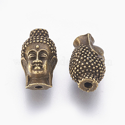 Perline in lega testa di Buddha in stile tibetano&nbsp;TIBEB-7482-AB-FF