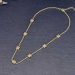 Ожерелья из шариковой цепочки с цветочным звеном из нержавеющей стали 304 для женщин&nbsp;FS-WG0014C-01