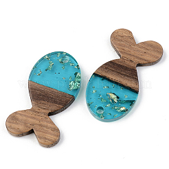 Pendentifs en résine transparente et bois de noyer&nbsp;RESI-S389-053B-B03