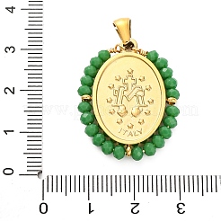 Ионное покрытие (ip) 304 нержавеющая сталь граненые рондель овальные подвески с травяным покрытием&nbsp;STAS-Z100-04G-09