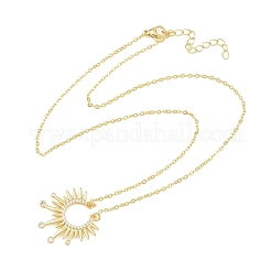 Collares con colgante de sol de latón con micro pavé de circonitas cúbicas transparentes&nbsp;KK-CBA4547-09G