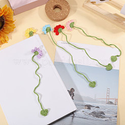 5 segnalibro da appendere in lana all'uncinetto con fiori e cuori in 5 colori&nbsp;AJEW-GL0003-55