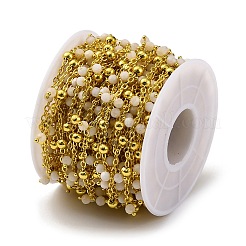 Cadenas de cuentas de jade blanco natural facetadas hechas a mano&nbsp;CHC-L050-02G-04