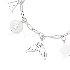 Braccialetti con ciondoli in acciaio inossidabile 304 a tema oceano&nbsp;BJEW-JB12218-03