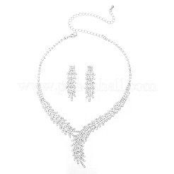 Ensembles de colliers et boucles d'oreilles à chaîne en alliage de strass en forme de flocon de neige&nbsp;FS-WGB2E3F-01