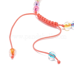 Bracciale da donna in acrilico malocchio e perline intrecciate rotonde a lampwork&nbsp;BJEW-JB08379-03